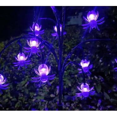 Wadada Solar Halloween Pathway Lights, Purple Spider Swaying Halloween Lights Outdoor, Solar Powered Waterproof Spooky Halloween Decorations Stake Lights for Garden Yard Patio Pathway Decorations