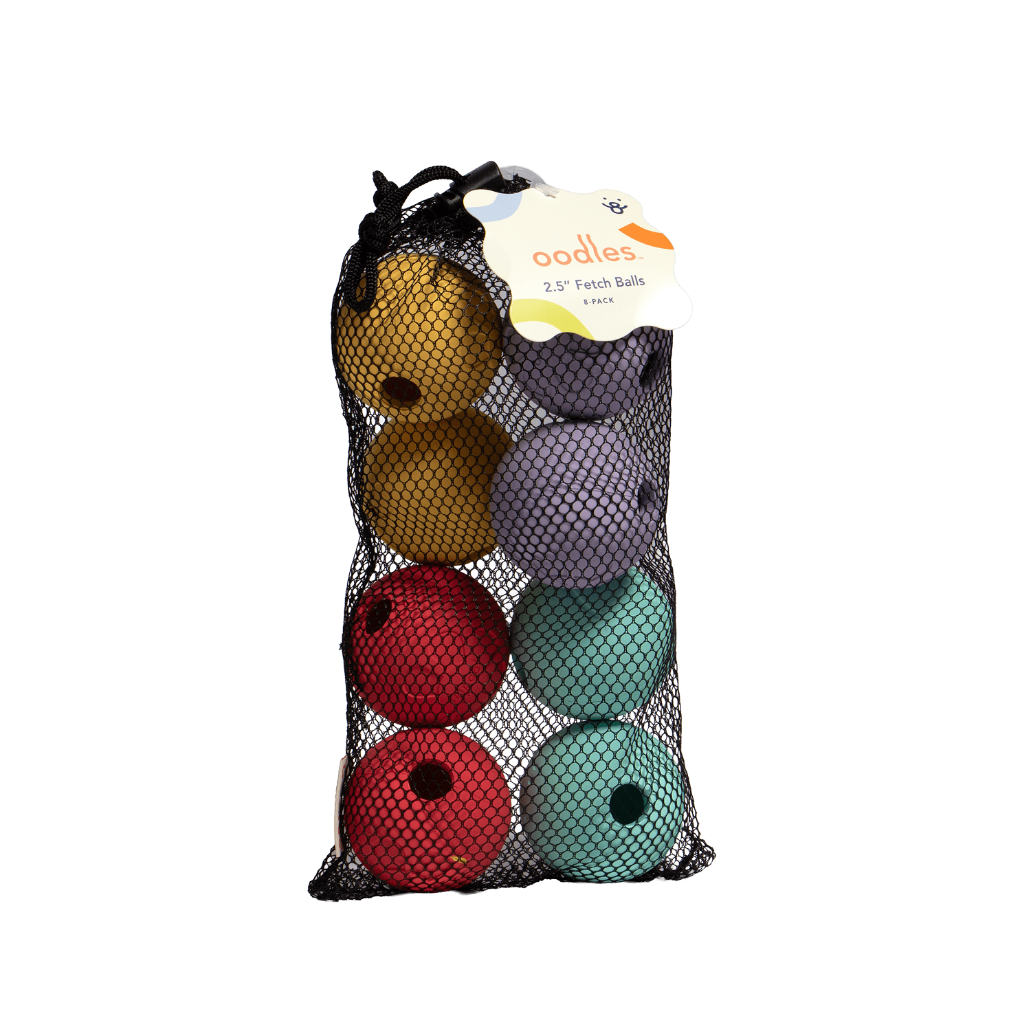 Oodles Durable Rubber Multi-Colored Fetch Dog Toy, 8PK, 2.5"