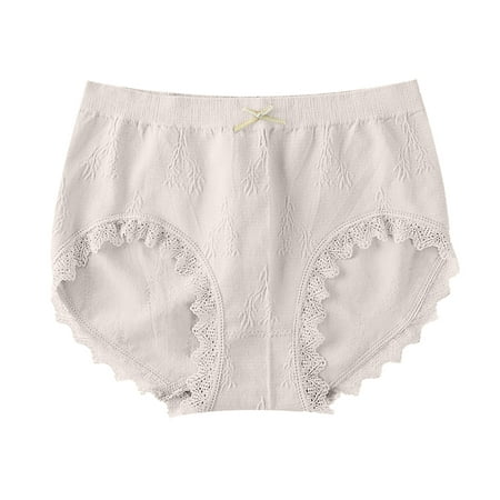 

ZHAGHMIN Cute Bow Women Panties Underwear Solid Color Lace Low Waist Briefs Rise Hipster Cotton Breathable Panty Knickers Khaki One Size