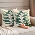 thumbnail image 2 of Green Botanical Outdoor Waterproof Pillow Covers, Tropical Leaves Farmhouse Decorative Square Throw Pillowcase Sofa Cushion Sham for Patio/Couch/Chair, 26"x26" 2 Pack, 2 of 8