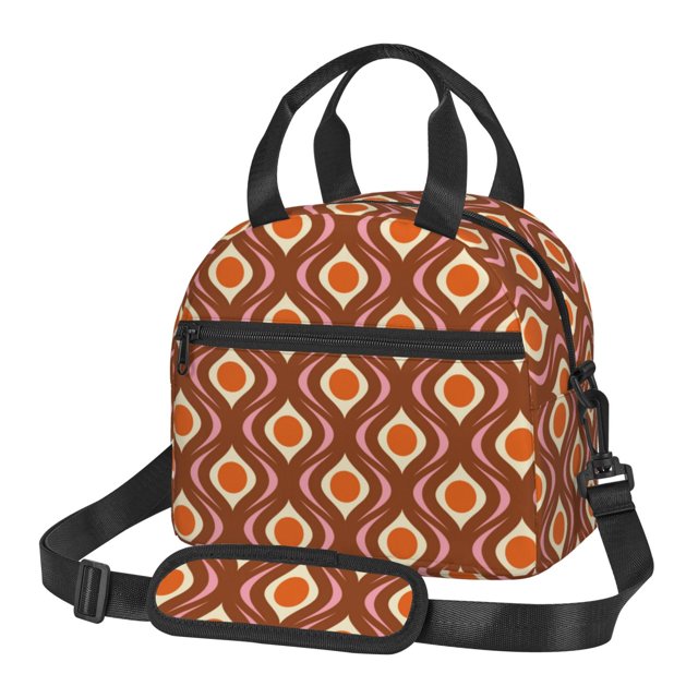 Easygdp 70's Retro Caja de Almuerzo para Mujeres y Hombres, Bolsa de Almuerzo Insulada, Bolsas Reutilizables Impermeables para Viajes, Trabajo y Picnics