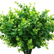 ElaDeco Artificial Boxwood (Pack of 7),Artificial Farmhouse Greenery Boxwood Stems Fake Plants and Greenery Springs for Farmhouse,Home,Garden,Office,Patio,Wedding and Indoor Outdoor Decora