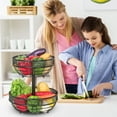 thumbnail image 5 of Auledio 2-Tier Fruit Basket Bowl with Banana Hook, Removable Vegetable Storage, Suitable for Countertops, Black, 5 of 7