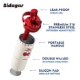 thumbnail image 3 of Sidagar 26 fl oz Stainless Steel Insulated Water Bottle with Handle, Leakproof Straw Lid, Red Cherry, 3 of 7