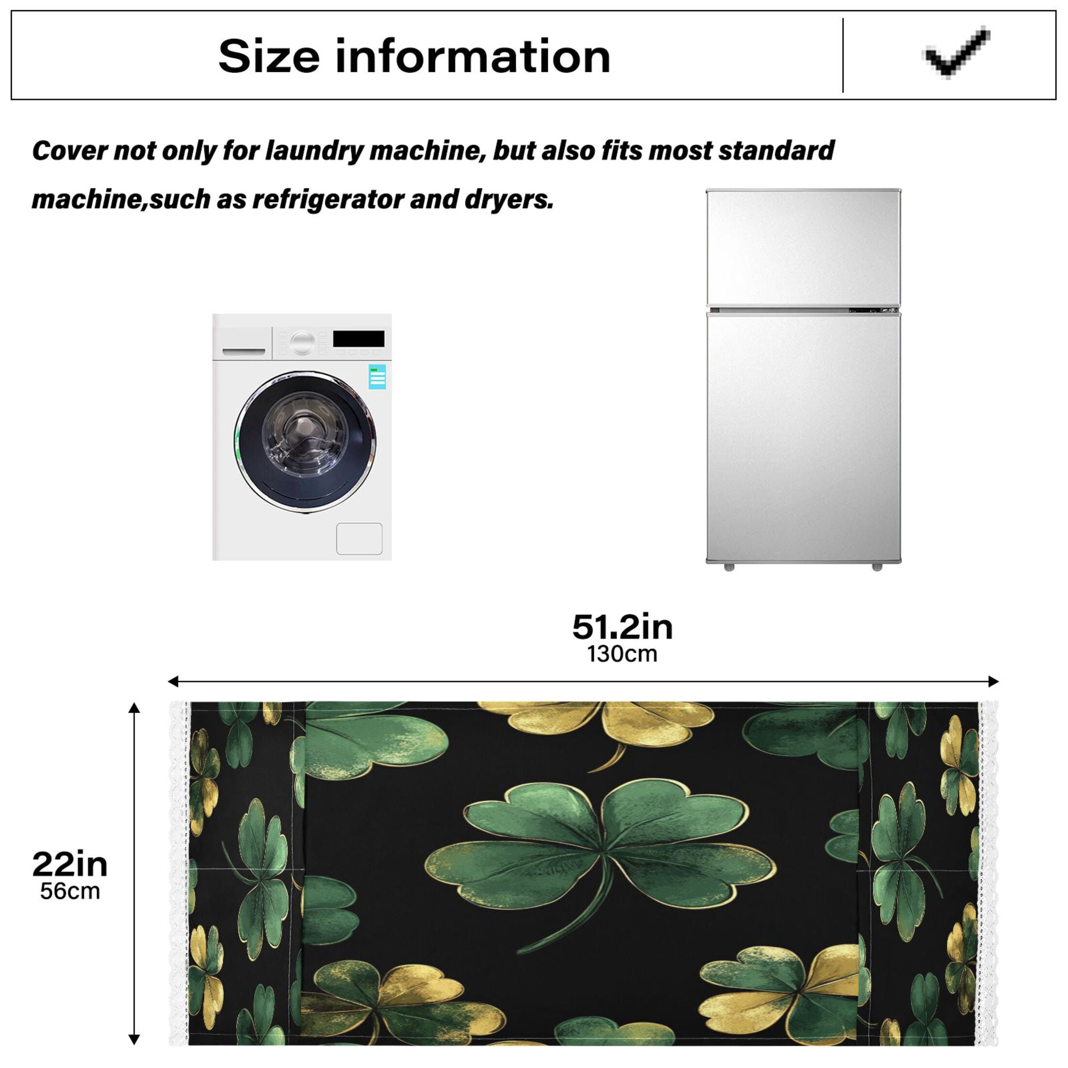 WOBOGO Stpatricks Day Four Leaf Clover Washing Machine Cloth Dryer Refrigerator Top Cover Protective Non-Slip Mat For Kitchen Laundry