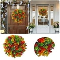 thumbnail image 2 of Fall Wreath for Front Door Large Artificial Eucalyptus Leaves Outdoor Wreath for Porch Window Farmhouse Home Thanksgiving Harvest Festival Autumn Decor Indoor Outdoor Use, 35x35cm, 2 of 7
