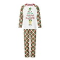 thumbnail image 2 of Christmas Family Pajamas Matching Set Cartoon Print Raglan Sleeve Tops and Elastic Plaid Pants Loungewear Soft Sleepwear, 2 of 10