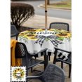thumbnail image 5 of Outdoor Tablecloth with Umbrella Hole for Patio/Picnic/Party/Camping, Sunflowers Wreath Waterproof Table Cloth Square Cover Washable, Summer Botanical Leaves Flowers Black Plaid (60"x 60"), 5 of 8