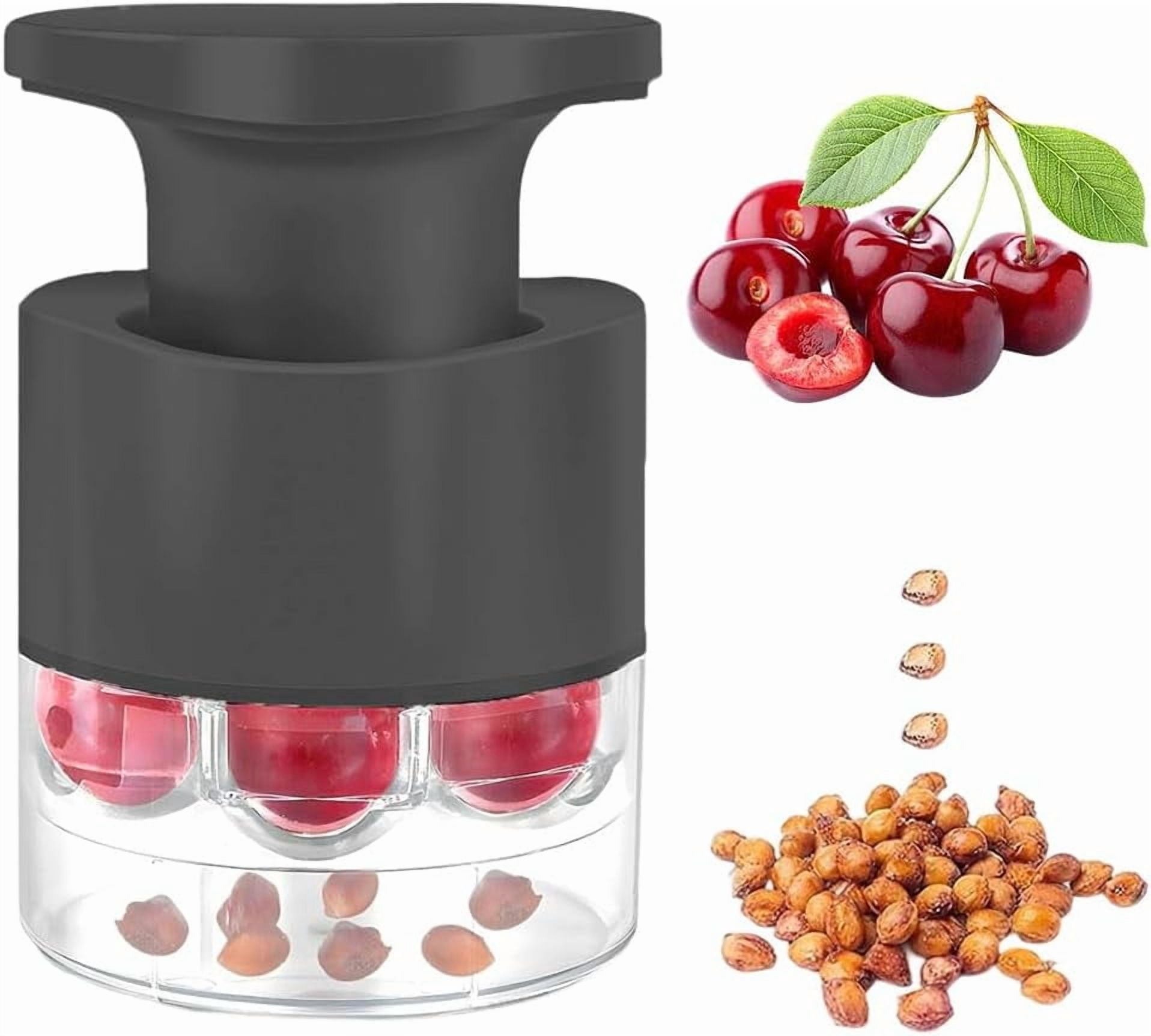 SCHVUBENR 7-in-1 Cherry Pitter Tool - Pit Up To 7 Cherries At Once, Ergonomic Push Design, Dishwasher Safe (Red) - View #5