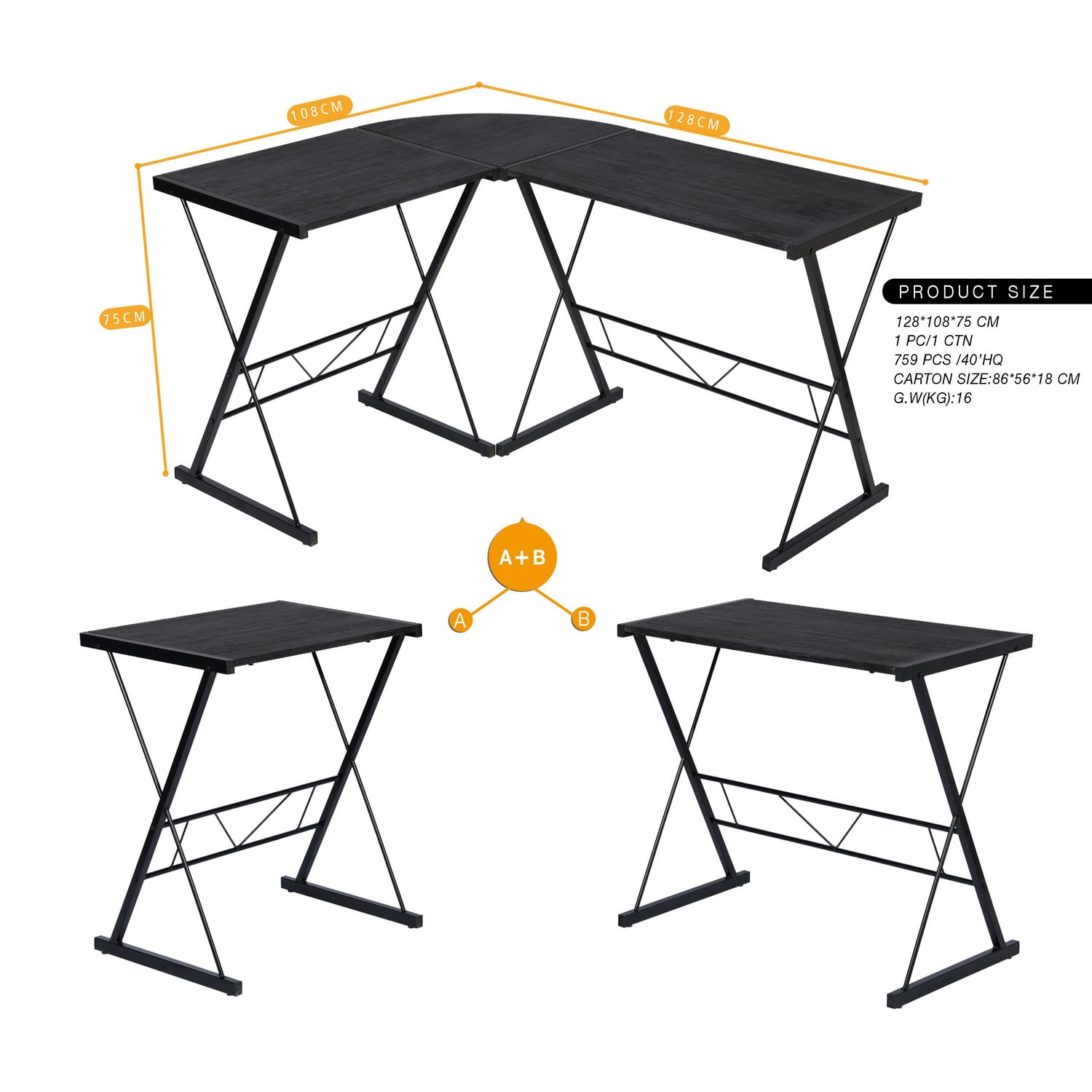 Kepooman L Shaped Gaming Desk, Home Corner Office Desk, Writing Studying Computer Table PC Workstation for Home Office Bedroom, Black Kepooman L Shaped Gaming Desk, Home Corner Office Desk, Writing Studying Computer Table PC Workstation for Home Office Bedroom, Black