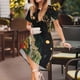 thumbnail image 3 of Balery Abstract Gold Floral Galaxy Vestidos sueltos de manga corta para mujer, vestidos de verano 2025, vestidos casuales de corte A con vuelo., 3 of 6