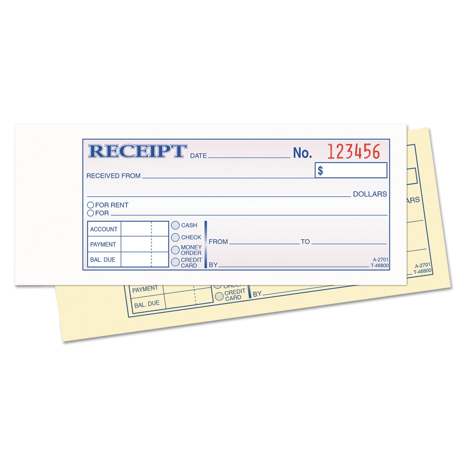 Tops Business Forms Money and Rent Receipt Books, 2-3/4 x 7 1/8, Two-Part Carbonless, 400 Sets/Book