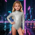 thumbnail image 4 of CAIVO Long Sleeve Girls Romper Jumpsuit High Neck Back Zip Leotard Solid Color Performance Dance Gymnastics Unitard Stage Show Onesie For Kids Toddler Trendy Bodysuits One-Pieces, 4 of 4