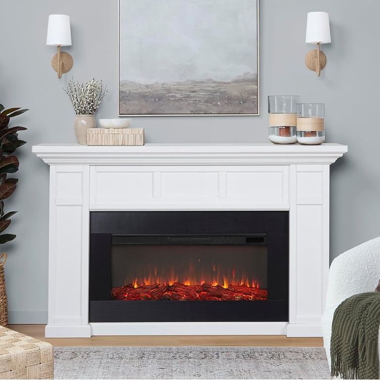 Real Flame Alcott Long Landscape Electric Wood Fireplace in White