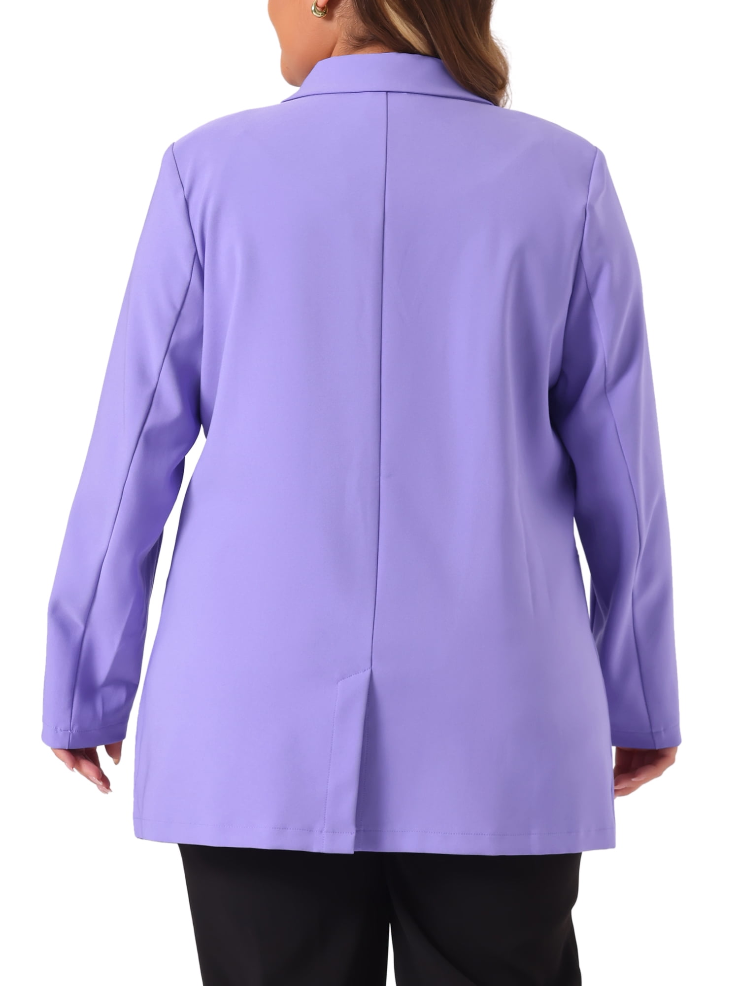 DARING DIVA Women's Plus Lapel Button with Pocket Jackets Long Blazer 4X Purple