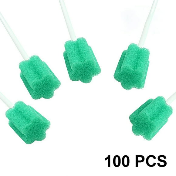 100 Count Unflavored Disposable Oral Swabs, Tooth Shape for Oral Cavity Cleaning Sponge Swab Individually Wrapped