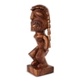 thumbnail image 2 of Handmade Wooden Primitive Angry Face Curly Hair Tribal Statue Sculpture Tiki Bar Handcrafted Unique Gift Art Home Decor Accent Figurine Hand Carved, 2 of 5