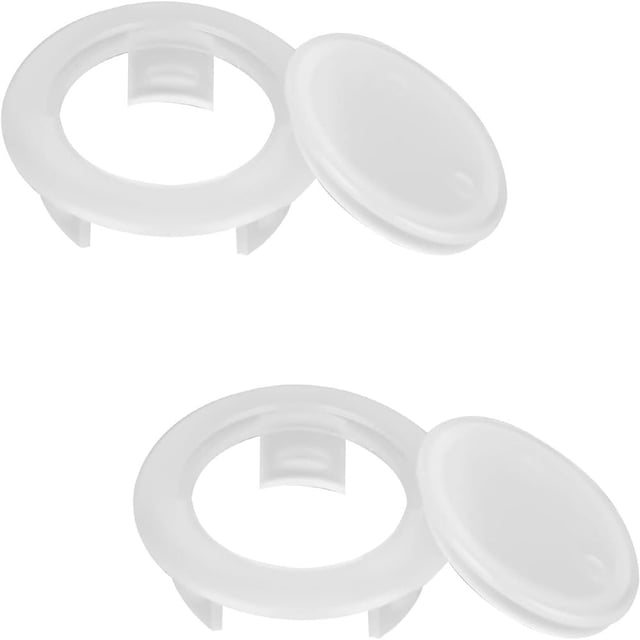 LNGOOR 2 Set Patio Table Umbrella Hole Ring and Cap Set Standard Size Umbrella Thicker Hole Ring Plug and Cap Set (White)