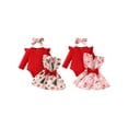 thumbnail image 3 of Baby Toddler Girls Christmas Outfits 0 3 6 12 18 Months Long Sleeve Romper + Bow Suspender Skirt + Headband Set Newborn Clothes, 3 of 9