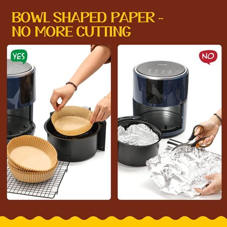 M Buder Air Fryer Disposable Paper Liners, 100pcs Non-Stick Air Fryer Parchment Liner, Oil Resistant, Waterproof, Food Grade Baking Paper for 5-8 qt