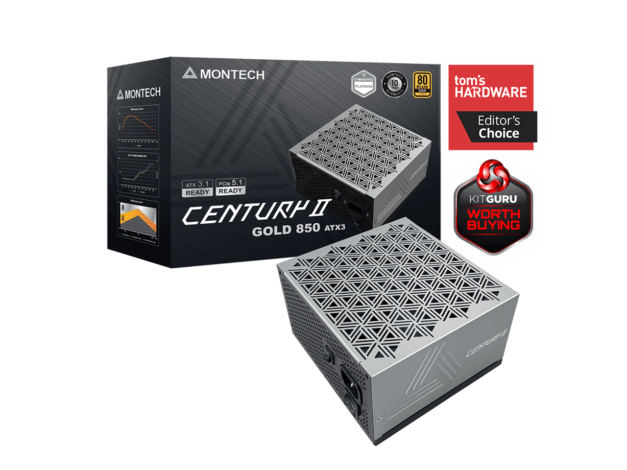 Montech Computer Case PSU Combo - KING 45 PRO (B) Bundle with Century II 850W PSU