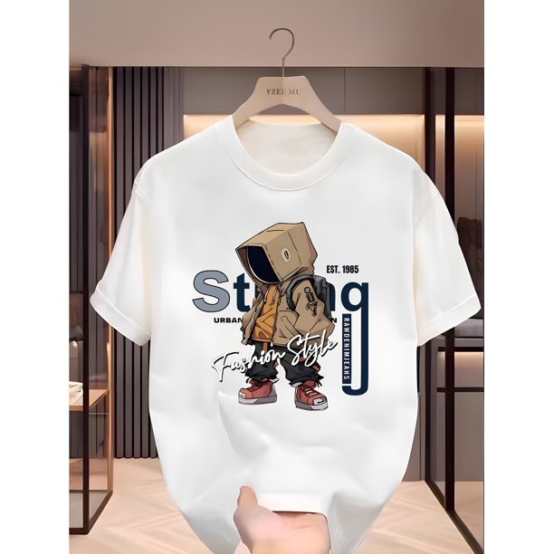 Boys' Casual Outdoor Short Sleeve T-Shirt with Astronaut Graphic - Lightweight, Breathable Cotton, Machine Washable, Ideal for Spring/Summer