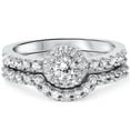 thumbnail image 1 of 1ct Halo Diamond Engagement Wedding Ring Set 10K White Gold, 1 of 3