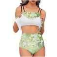 thumbnail image 1 of Trajes de Baño de Bikini de Mujer Conjunto de Cintura Alta de Vendaje de Impresión Sexy con Almohadillas de Pecho, Conjunto de Bikini de Mujer Conservador Y sin Mangas, 1 of 9