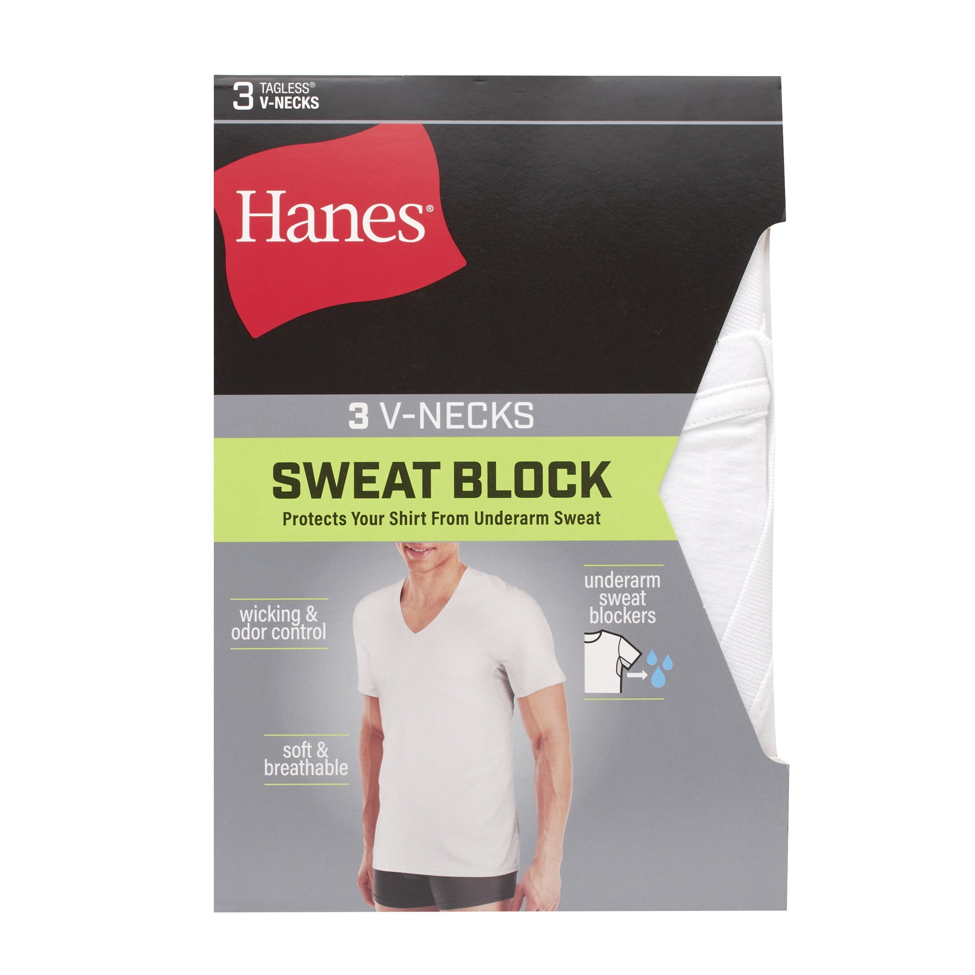 T-Shirt V-Neck with Sweat Block Tech, 3-Pack, White Tees