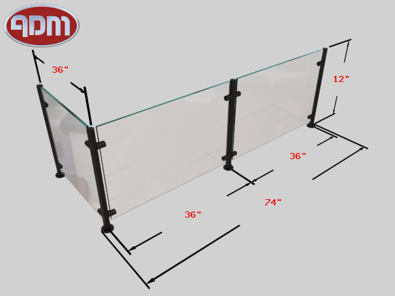 Sneeze Guard ADM Sneezeguards EP5 with LP 2BH12F36LP BLK