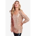 thumbnail image 2 of Roaman's Women's Plus Size Cold-Shoulder Sequin Tunic, 2 of 5
