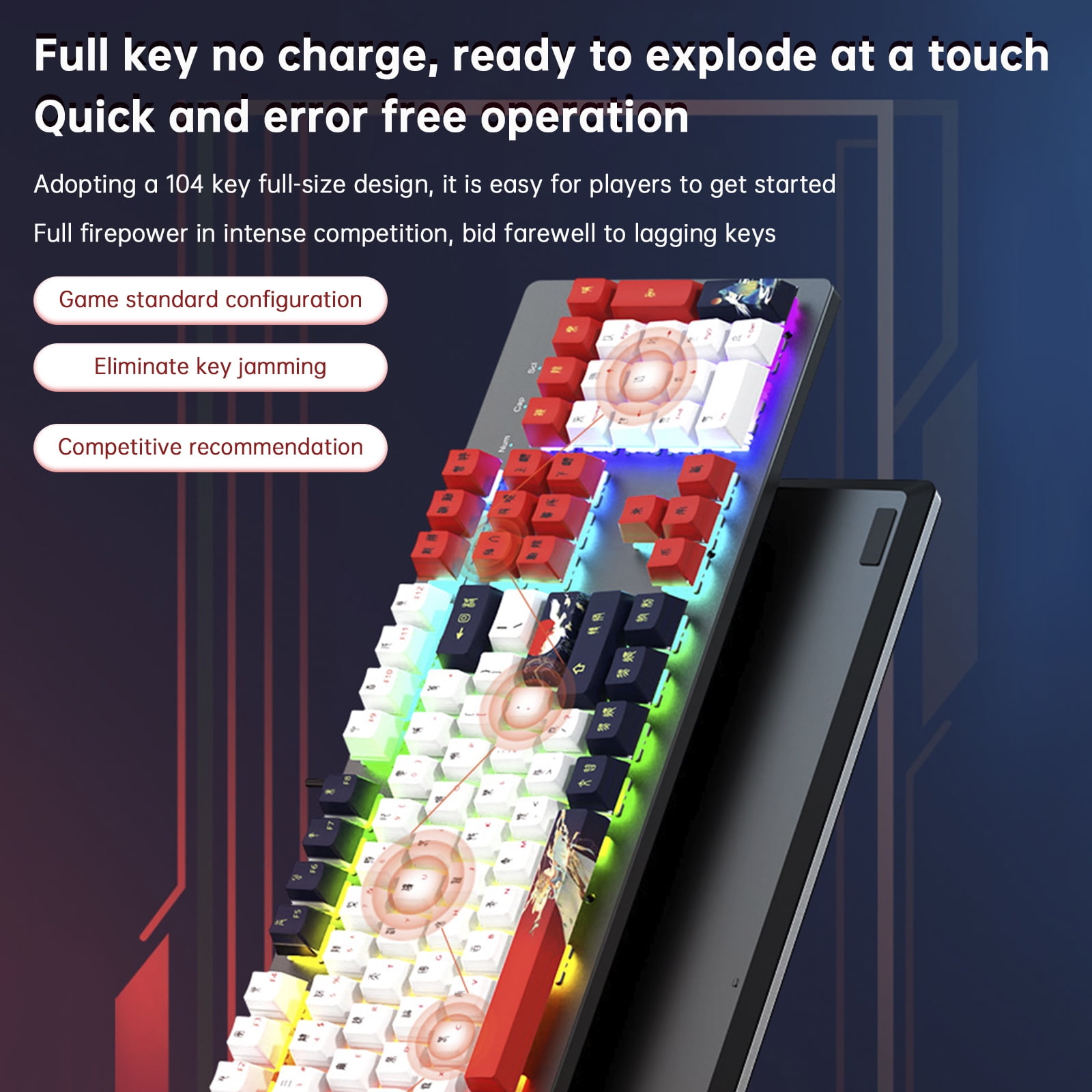 VIPQV 104-Key Wired Mechanical Keyboard, Hot Swappable Custom Keyboard, RGB Backlit Gaming Keyboard for PC/Tablet/Xbox/PS4/PS5