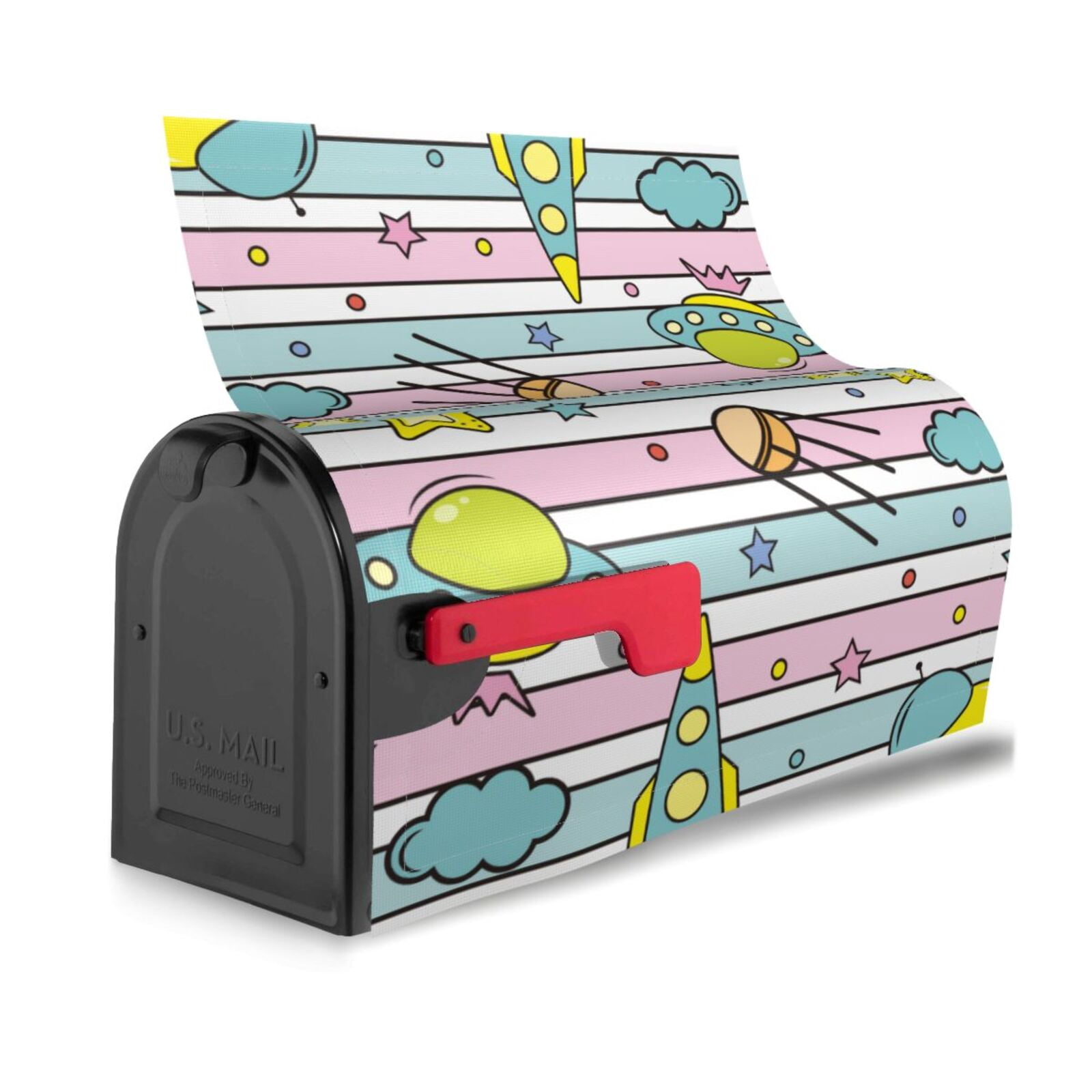 Xecao Space Doodle for Mailbox Cover with Magnetic Strips, Waterproof and Sunscreen, Adds a Decorative Touch to Your Garden Yard.