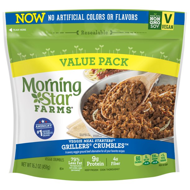 MorningStar Farms Veggie Meal Starters Crumbles, Grillers Original, 16.
