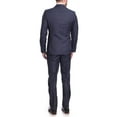 thumbnail image 5 of Carducci Mens Blue Windowpane Wool Blend Slim Fit Suit With Peak Lapels, 5 of 5