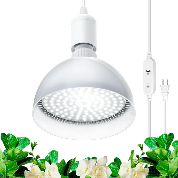 LED Grow Light Bulb with Timing and Hanging System, 25W Full Spectrum, 4H/9H/14H Timer, Hanging Grow Lights for Indoor Plants with 16.4FT Power Cord, Plug in Pendant Light for Plants