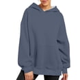 thumbnail image 5 of Hueook Sweatshirts for Women Plus Size Long Sleeve Solid Color Fashion Casual Hooded Blouse With Pocket rewneck Pullover Sweatshirt Tops, 5 of 8