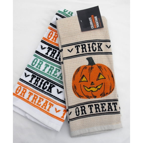 TRICK OR TREAT - PUMPKIN - 2 PACK KITCHEN TOWELS