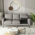 thumbnail image 2 of 75 Inch 3 Seater Sofa with Thick Cushion, Modern Upholstered Long Couch with Solid Wood Legs, Accent Leisure Sofa Couch for Apartment, Bedroom, Living Room, Lounge, Office, Light Grey, 2 of 7
