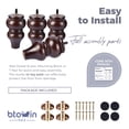 thumbnail image 4 of 6 Inch / 15cm Solid Wood Furniture Legs, Btowin VCF 4Pcs Walnut Wooden Turned Bun Feet with Threaded 5/16'' Hanger Bolts & Mounting Plate & Screws for Sofa Couch Chair Ottoman Loveseat, 4 of 7
