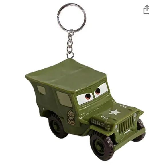 Cars Sarge PVC Key Ring Keychain Ornament Figure Figurine Charm Green New