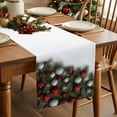thumbnail image 2 of Burlap Table Runner 120 Inches Long,Christmas Ornaments Pine Needles Non-Slip Kitchen Table Runners for Dining Room Everyday Use Party Table Decorations Green White Red, 2 of 9