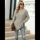 thumbnail image 5 of Camiseta de Larga con Cuello Redondo, Rayas, Color Liso y Abertura para Mujer, Otoño/Invierno 2025, con Bolsillo en el Pecho Albaricoque M, 5 of 9