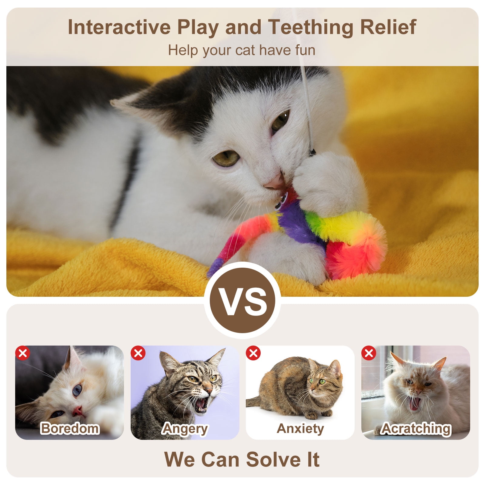 Uxcell Bite Resistant Catnip Playing, Durable and Interesting, Simulated Persimmon Cat Teeth Chew Playing Catnip Filled (3 Color, 6 Pcs), Intended for Bedroom / Balcony (45 x 5cm)