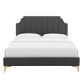 thumbnail image 6 of Modway Sienna Performance Velvet Queen Platform Bed in Charcoal, 6 of 10