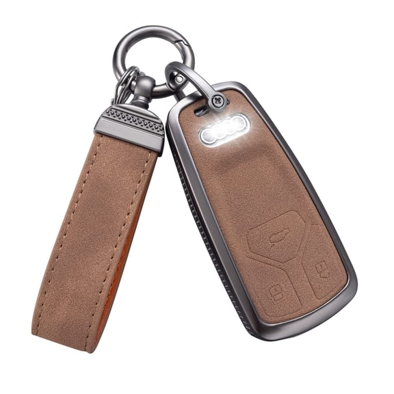 Compatible with Audi Key Fob Cover with Keychain Leather Key Case Protector for Audi A4 Q7 Q5 TT A3 A6 SQ5 R8 S5 Smart Key