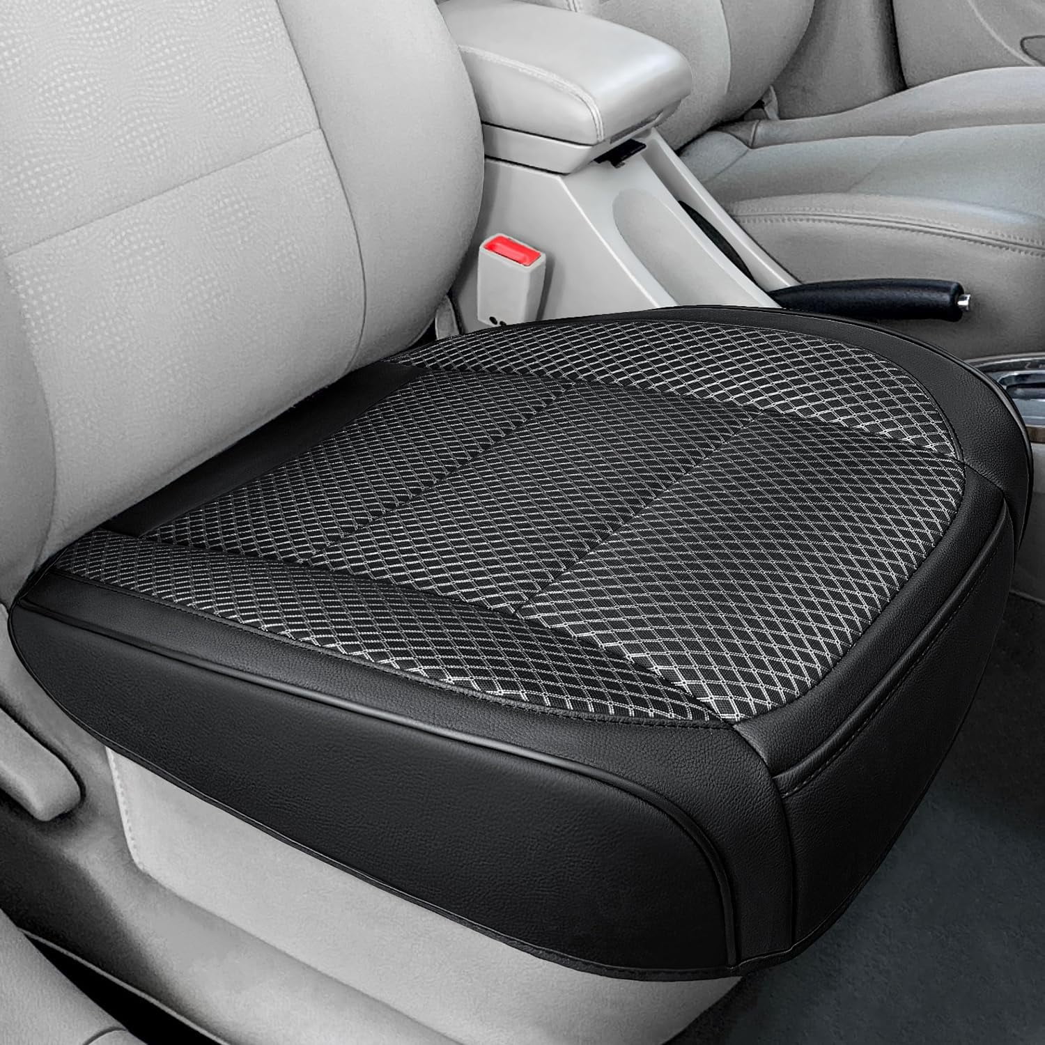 IVICY Faux Linen Car Seat Cover - Single Front Seat Protector, Non-Slip, Black