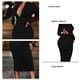 thumbnail image 5 of Vestido ajustado de manga larga con cremallera frontal Vestido de mujer con cuello redondo sin espalda con cordón de color sólido Negro S, 5 of 6