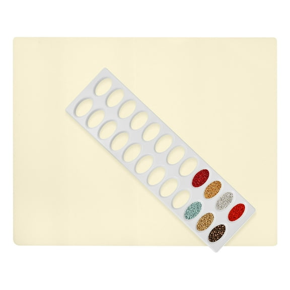 The Beadsmith Bead Mat and Sorter Set - Basic Elements - 11" x 3.13" Tray w/ 24 Holes and 11" x 14" Soft Mat, Use to Keep Seed Beads Organized, 2pc