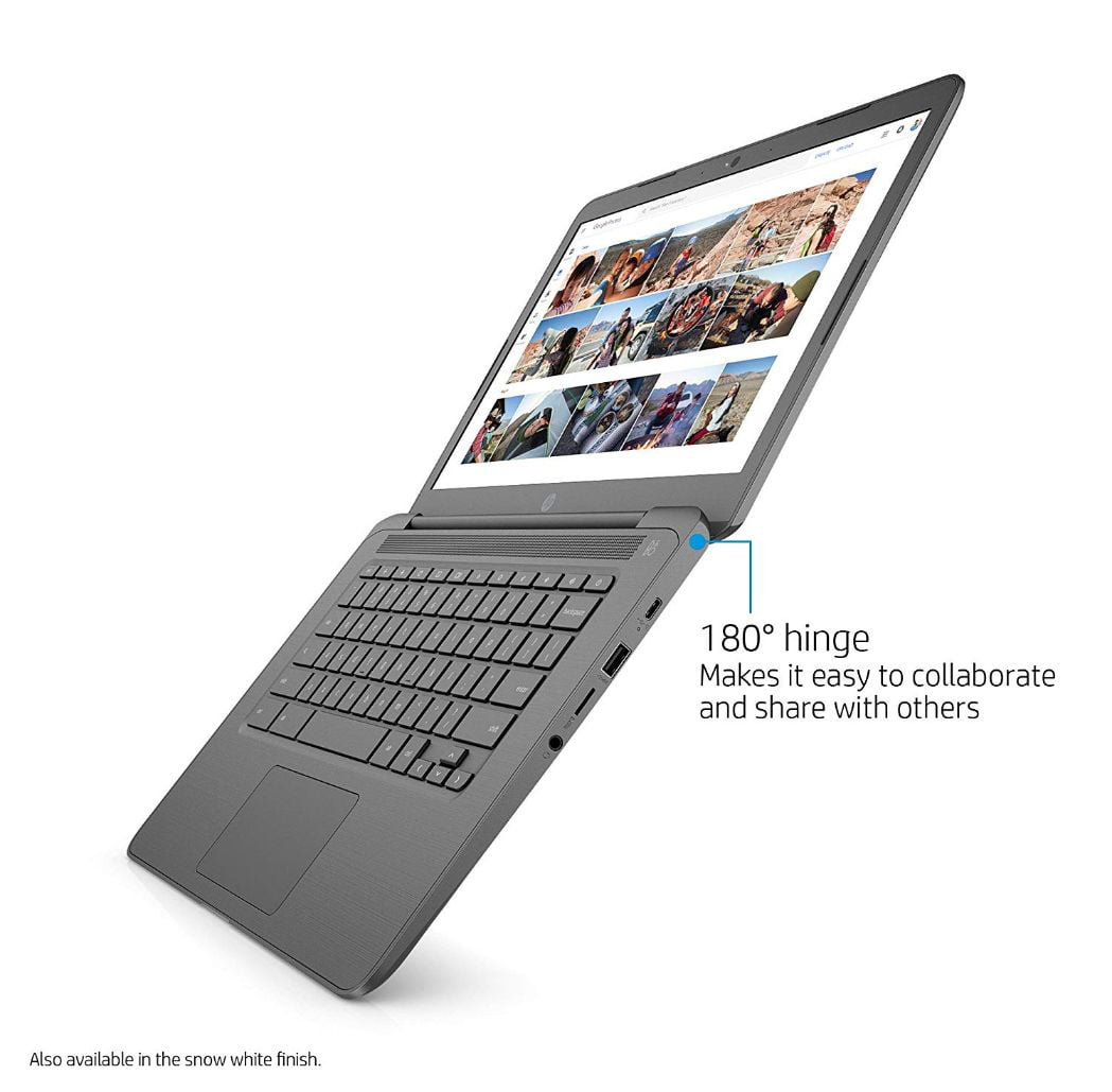 HP Chromebook 14-inch Laptop with 180-degree Hinge, Intel Celeron N3350  Processor, 4 GB RAM, 32 GB eMMC Storage, Chrome OS (14-ca050nr, White)